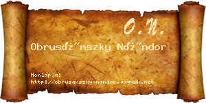Obrusánszky Nándor névjegykártya